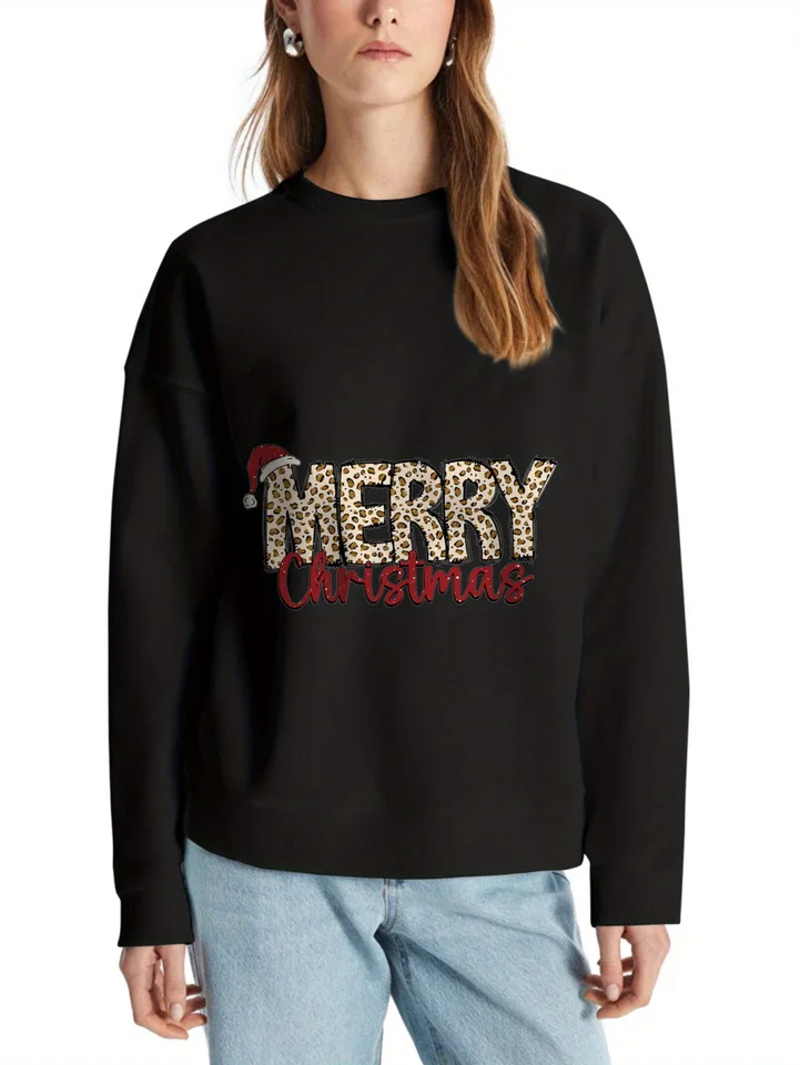 Womens Merry Christmas Leopard Print Hoodie