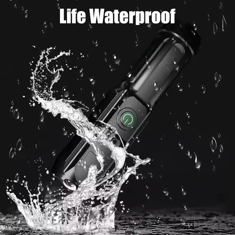 High-Powered Rechargeable Waterproof LED Flashlight with Zoom