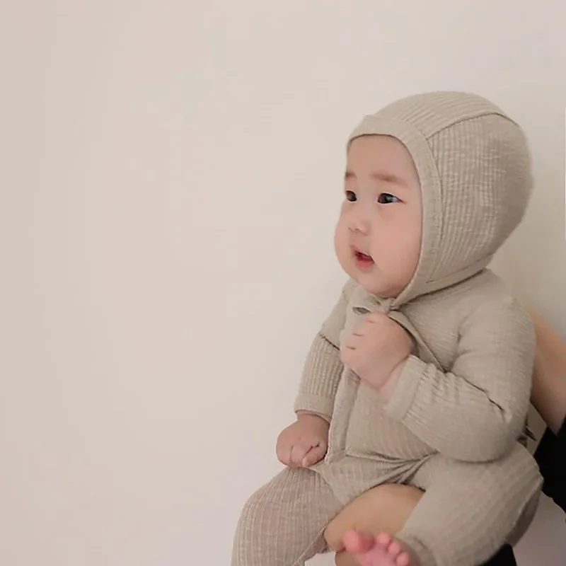 

Комплект одежды для новорожденных мальчиков и девочек, осенне-зимний хлопковый комбинезон, топ и брюки, милый эластичный комплект одежды, 0-24 мес.