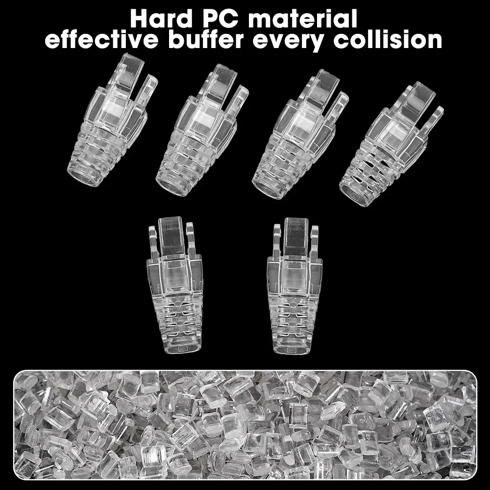 1-100Pcs 투명 RJ45 이더넷 케이블 커넥터 커버 표준 CAT6 CAT5 LAN 코드 부트 슬리브 용 스트레인 릴리프 부츠 커버