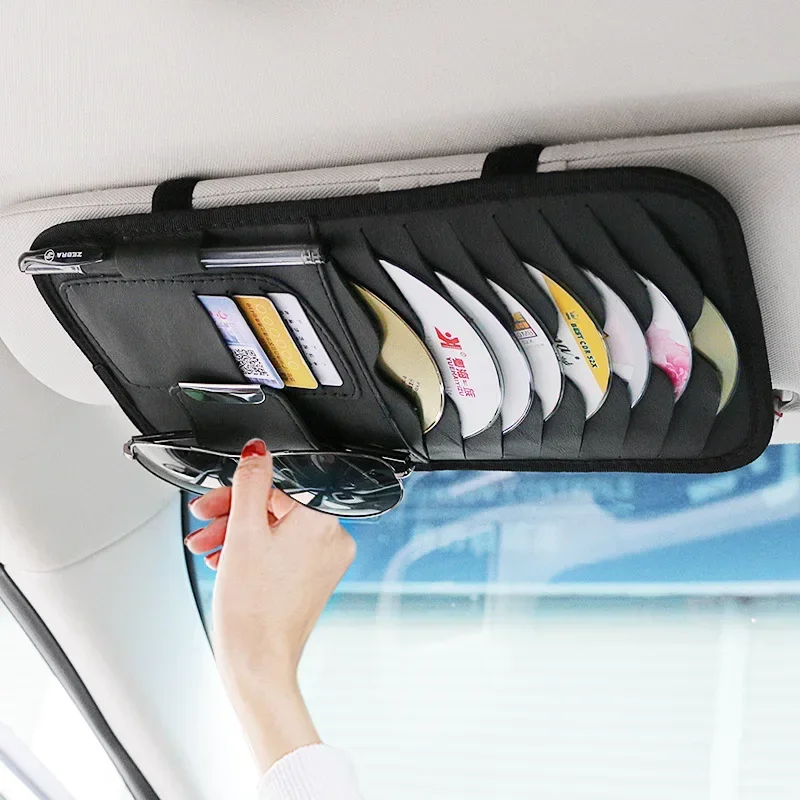 Cd dvd storage bag cd dvd storage case Car DVD Cd Storage Cd Holder Case Bag Disc PU Leather Storage Case Sunglasses Organizer Sun Visor Sunshade Sleeve Wallet Clips