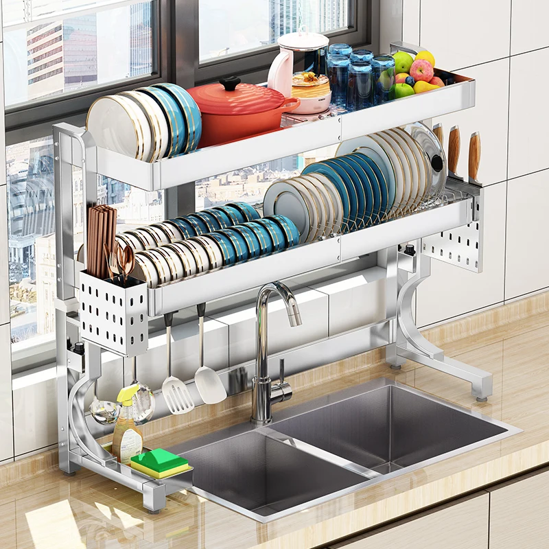 Detractable Rack Retractable-304-Stainless-Steel-Kitchen-Rack-Sink-Top-Dish-Rack ...