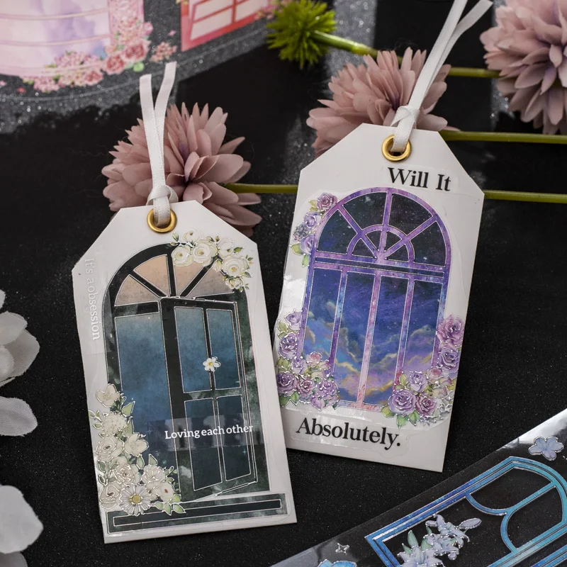 Yoofun 6.5cm x 2m Kawaii Flower Window Scenery Masking PET Tape Transparent Collage Decorative Adhesive Material Sticker Label 2