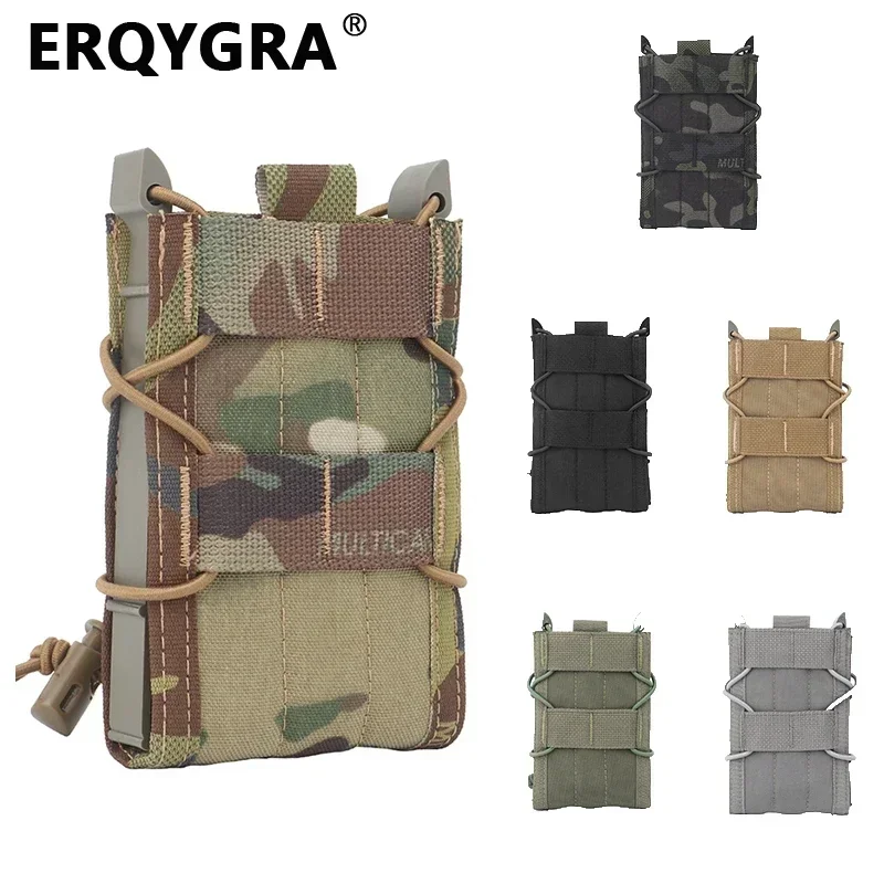 ERQYGRA Tactical Molle 5.56mm Tiger Type Single Magazine Pouch Mag System Accessories Waist Bag Sports Holster Hunting Paintball magazine storage bag