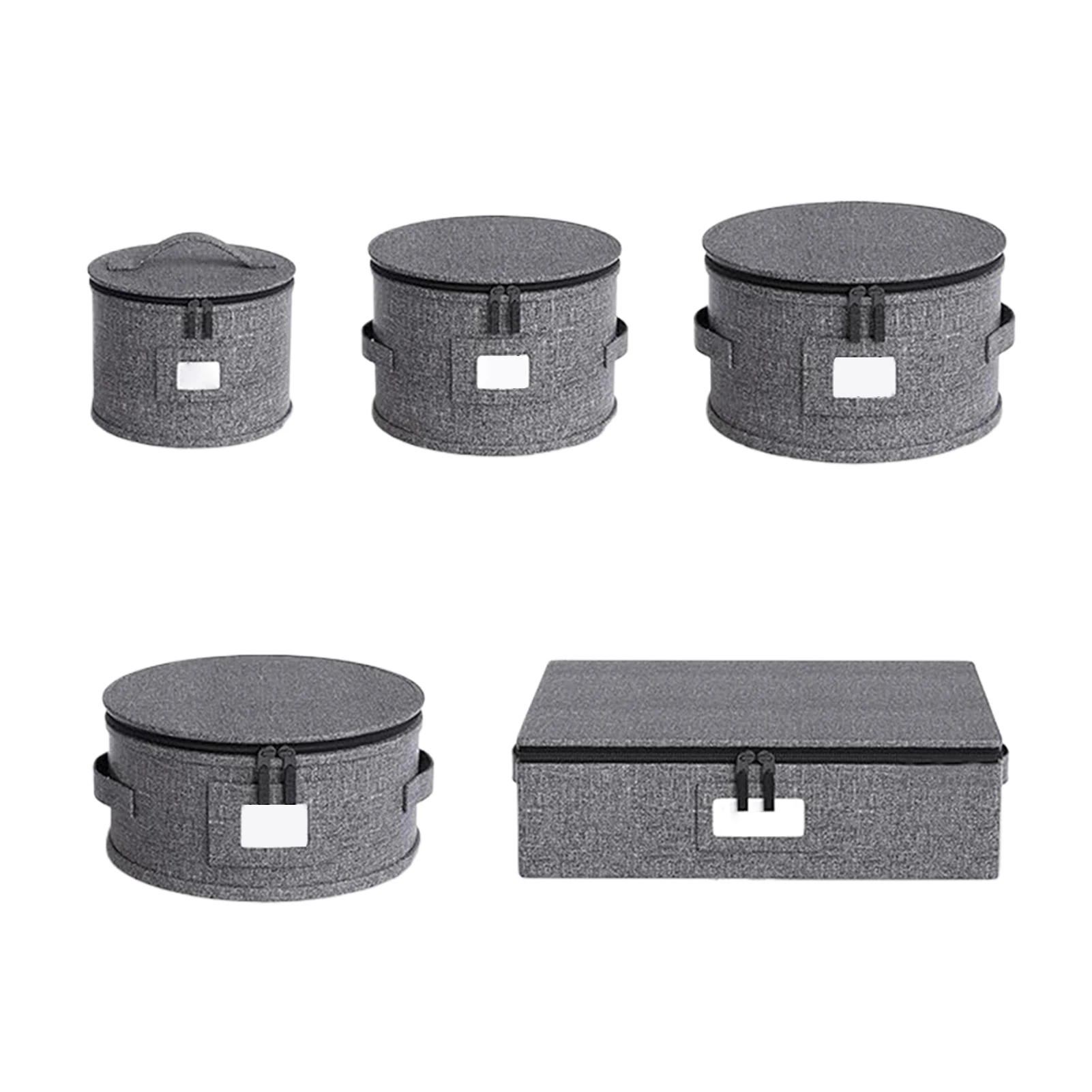 5-Piece Quilted Microfiber Dish Organizer Set With Dividers - Protects Plates, Glasses For Storage/Moving (Grey)