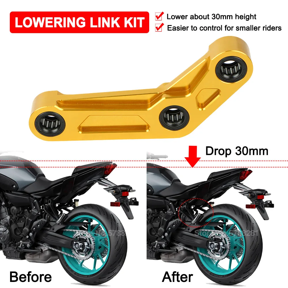 

Motorcycle Rear Suspension Lowering Links Kit For Yamaha MT07 FZ07 MT-07 FZ-07 2014-2021 2022 Lower Billet Drop Kit Accessories