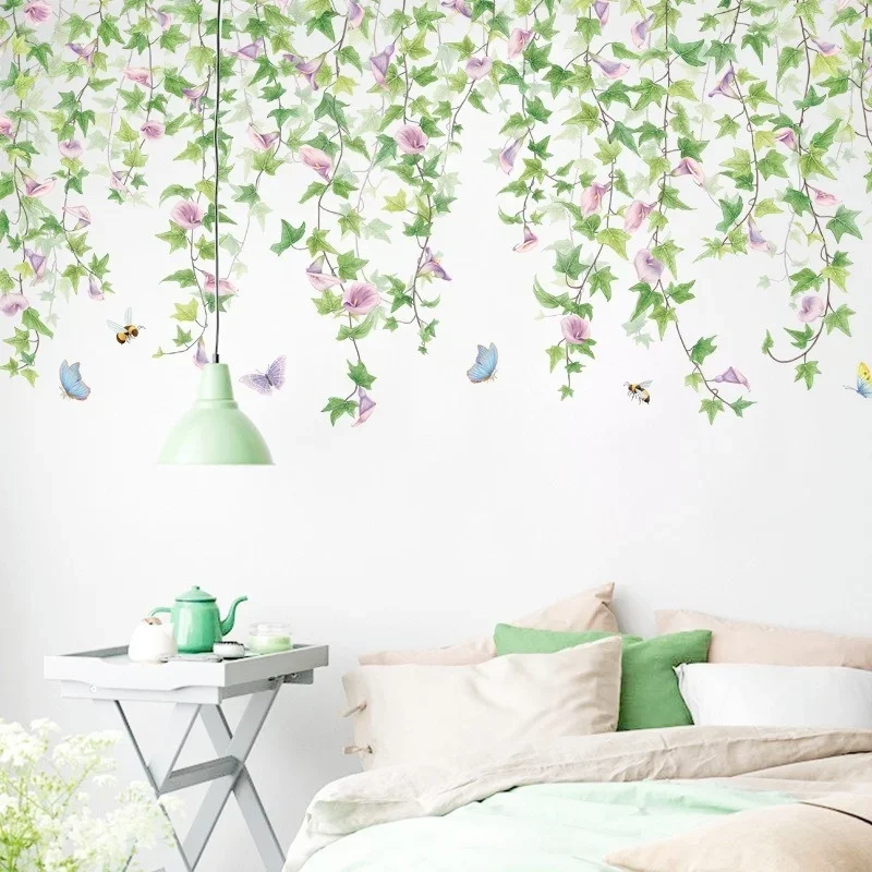 Morning Glory Vine Wall Stickers Living Room Bedroom Sofa TV Background Wall Decor Room Decoration Sticker Art Decals for Home