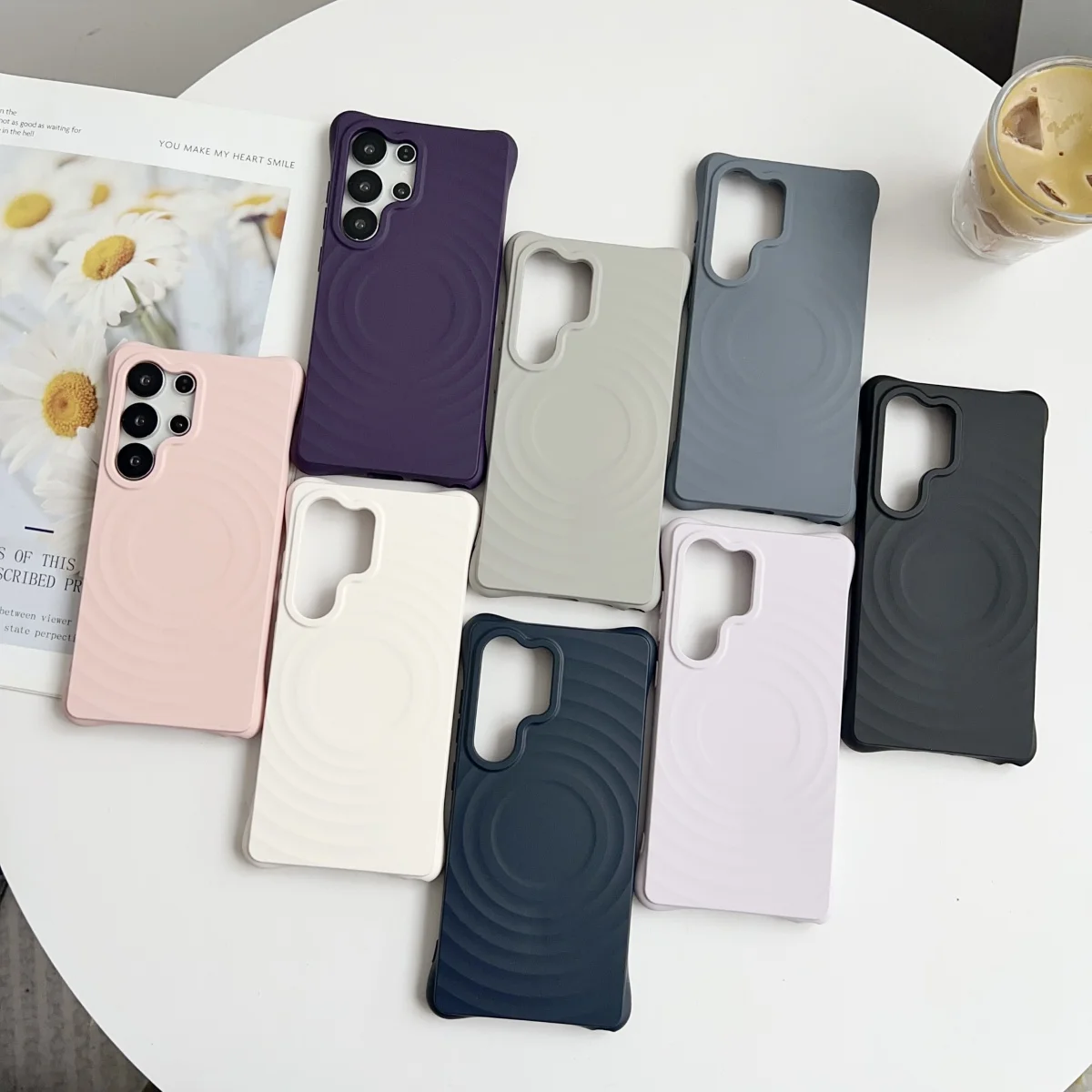 Stylish Water Ripple Silicone Magnetic Case with Wireless Charging and Shockproof Protection