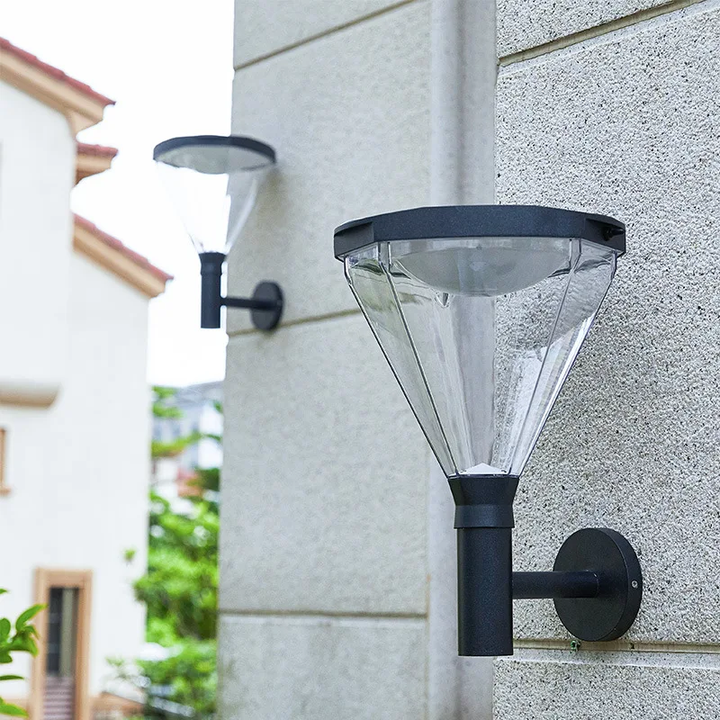 Outdoor solar led wall light crystal wall light wall garden lightGood Price New Design Outdoor Acrylic Aluminium Metal Led