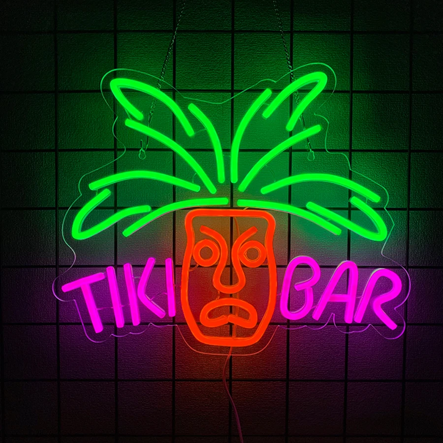 티키 맥주 LED 네온사인, 마스크 아이콘 맥주 바 사업장 장식, 남자들의 은신처, 레스토랑, 파티, 클럽, 아트 벽 램프로 사용됩니다.