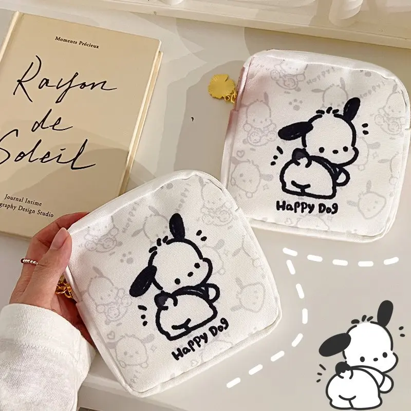 

Kawaii Sanitary Napkin Storage Bag for Girls Pochacco Cartoon Figure Pattern Mini Coin Purse Cute Portable Cosmetic Bag