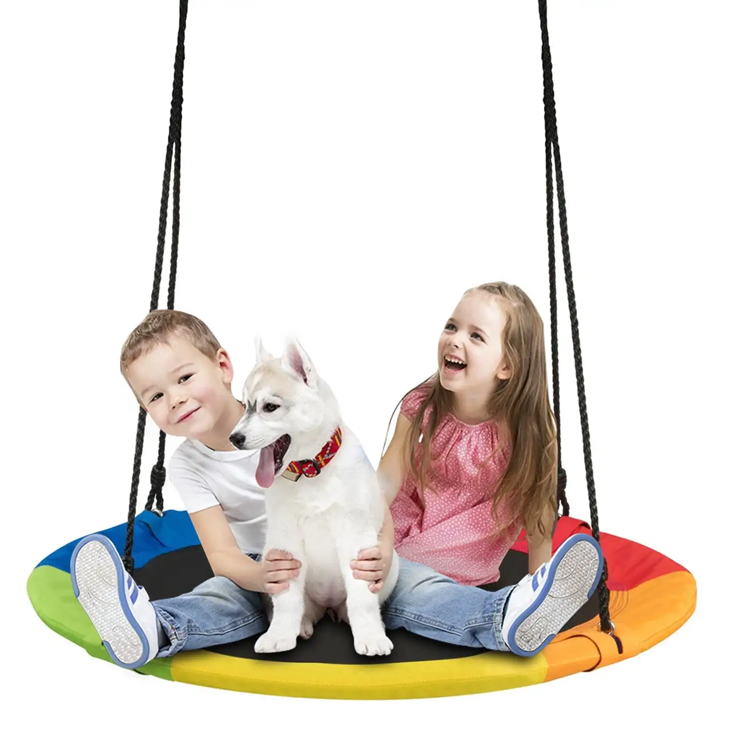 

40" Flying Saucer Tree Swing Outdoor Play for Kids, Baby Swing, Rainbow