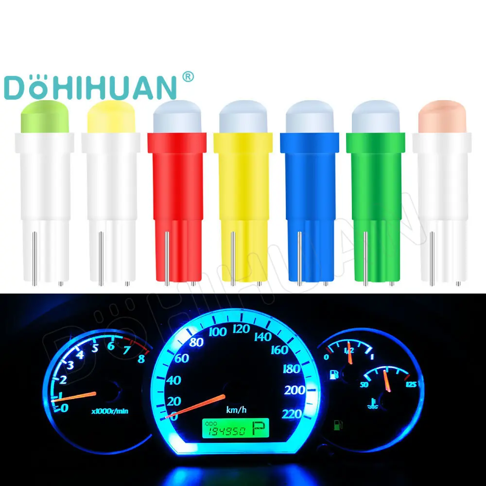 

DOHIHUAN 2x Led T5 Indicator Bulb 73 74 17 2721 COB W3W Dashboard Plate Panel Switch Radio Signal Lamp Auto Car Instrument Light