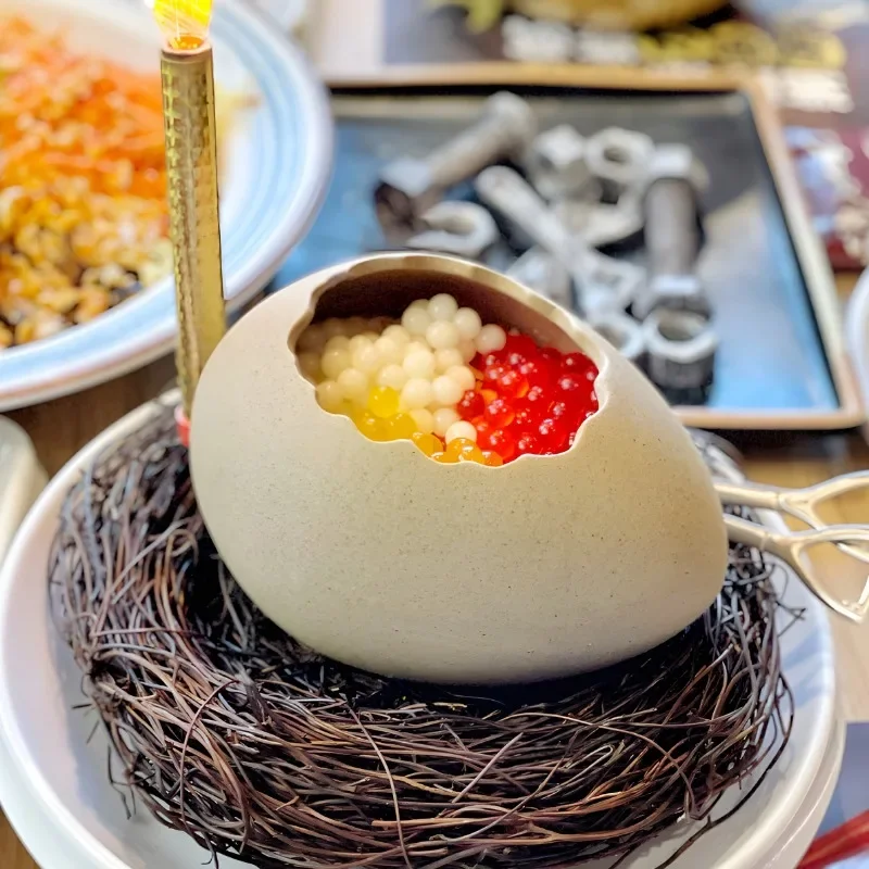 Bird's Nest Egg Ceramic Bowl Cold Drink Barbecue Creative Special Artistic Conception Dish Dessert Molecular Cuisine