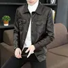 2024 New Style Leather Men's New Lapel Handsome Casual Thin Plus Fleece Coat Young Slim Korean Wear Fashion Trend Zipper Jacket 6