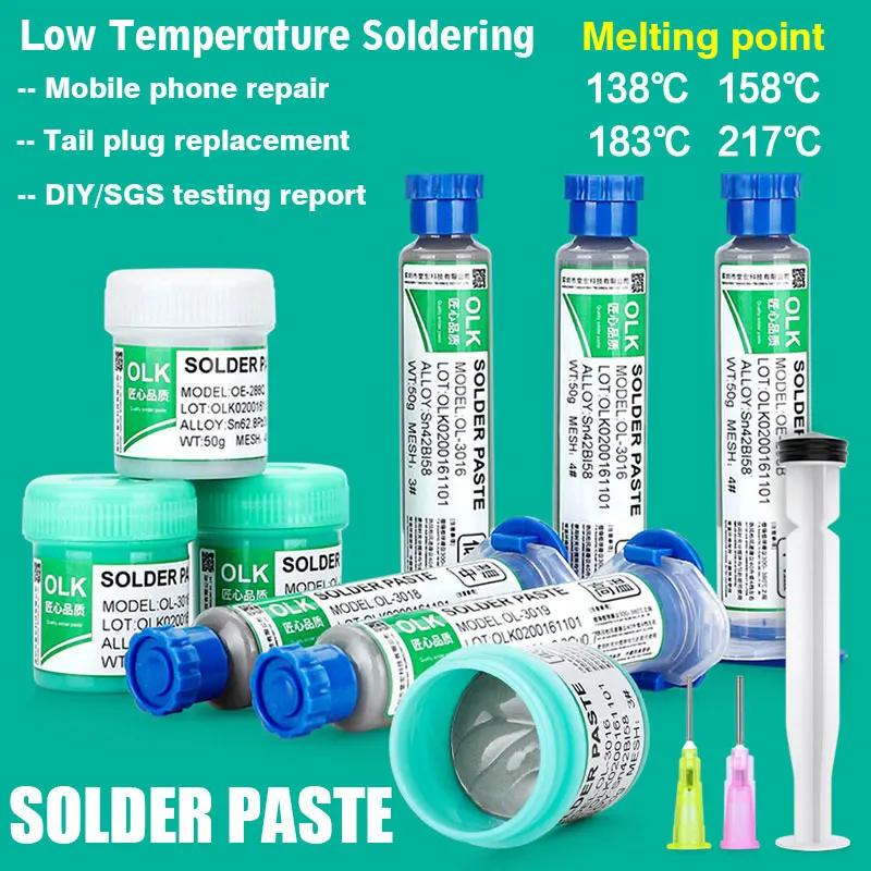 

30g/50g Low Temperature No Clean Flux For Solder Ic Pcb 138℃ Smd Phone Repair Manual Repair Patch Diy Tin Welding Solder Paste