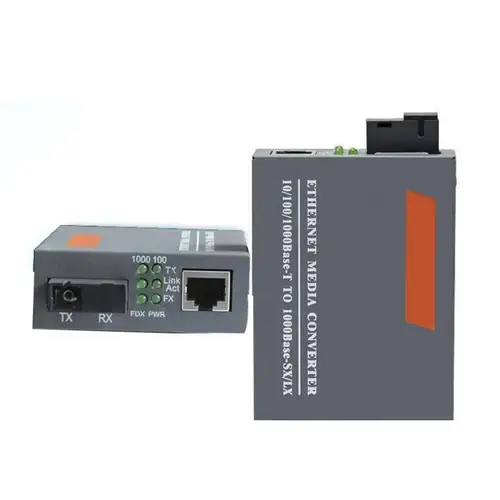 1 쌍 1000Mbps 기가비트 SC 포트 3KM 또는 20km HTB-GS-03 AB 광섬유 미디어 트랜시버 변환기 5V 1A 전원 어댑터 2