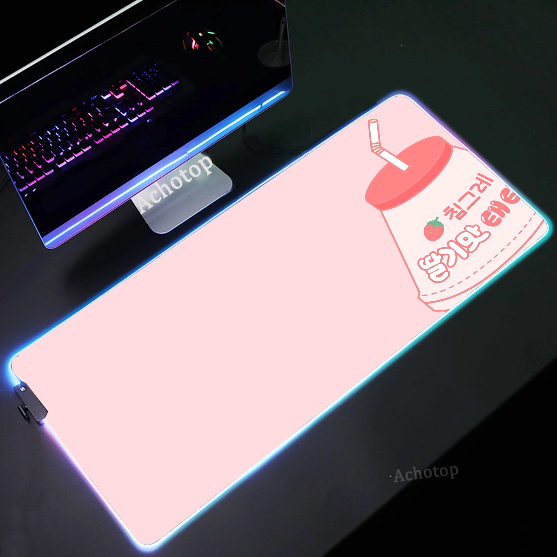 

Strawberry Milk RGB Large Mouse Pad Gamer Mousepad Office Accessories Desk Mat Game Keyboard Pads LED Luminous Mouse Mats XXXL