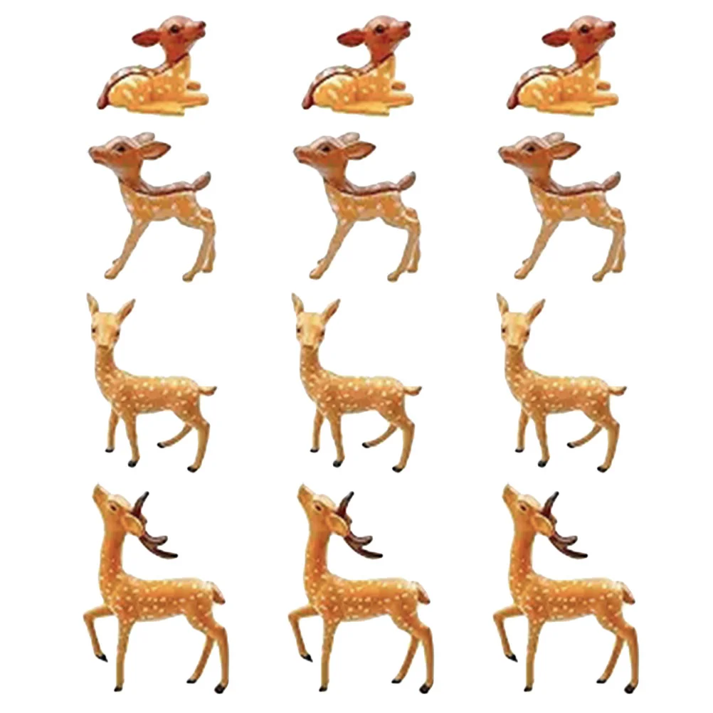 

4 Pcs Sika Deer Statue Pvc Bonsai Miniature Decor Ornament Toy Micro Animals Figurine Figurines Decorate Decors