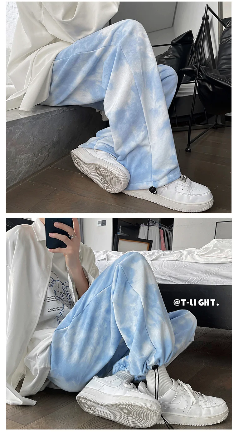 2022 Men's Fashion Trend Casual Pants Loose Drawstring Dyed Color Trousers Hip Hop Style Homme Joggers Sweatpants Size S-5XL harem outfit