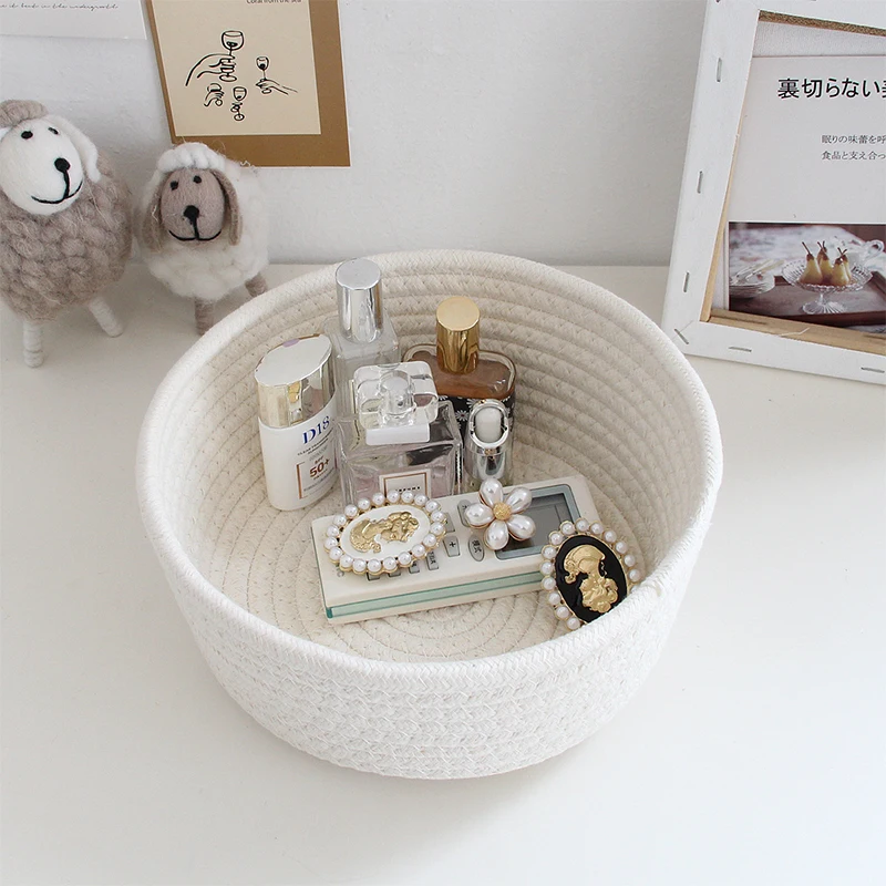 Sundries Storage Baskets Cartoon Hand Woven Kids Toys Desktop Organizer Box Tassels Laundry Baskets Makeup Cosmetic Accessories 1