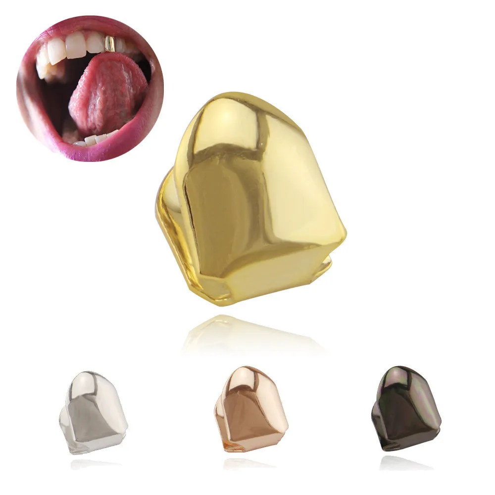 

1PCS 14k Gold Plated Hip Hop Teeth Grillz Caps Top or Bottom Grill False Teeth Whitening Gold Plated Small Single Tooth Cap