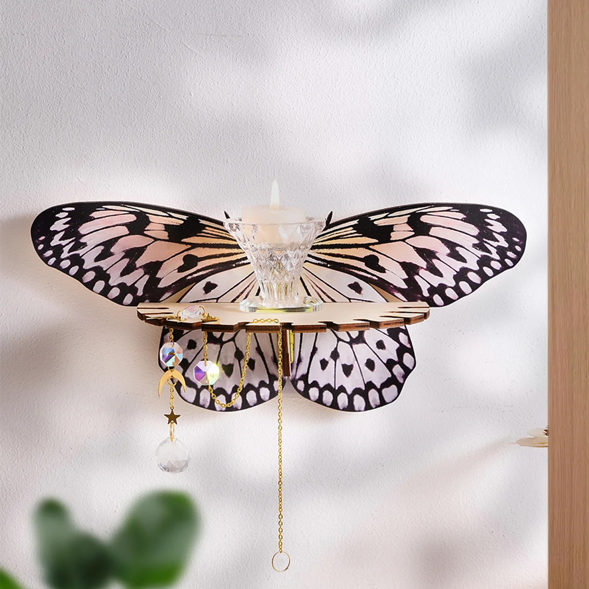 1PC creative simple wall paste tiger butterfly storage display rack (without nails), colorful creative butterfly, butterfly deco