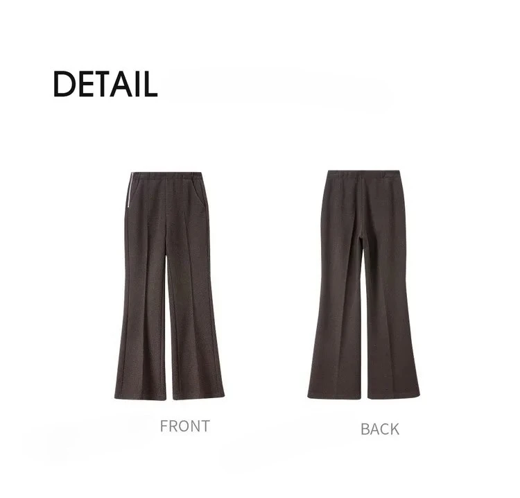 SENTUBILA Women's Wool Blend Trousers 2026 Autumn Winter Elastic Waist Side Zipper Flare Pants Casual Commute Bottoms 154K80271