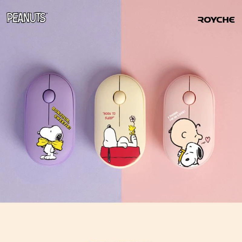 Coreano Genuíno dos Desenhos Animados Snoopy Mouse sem Fio Bluetooth Laptop Desktop Computador Jogo Escritório Silencioso Ins - Imagem 5