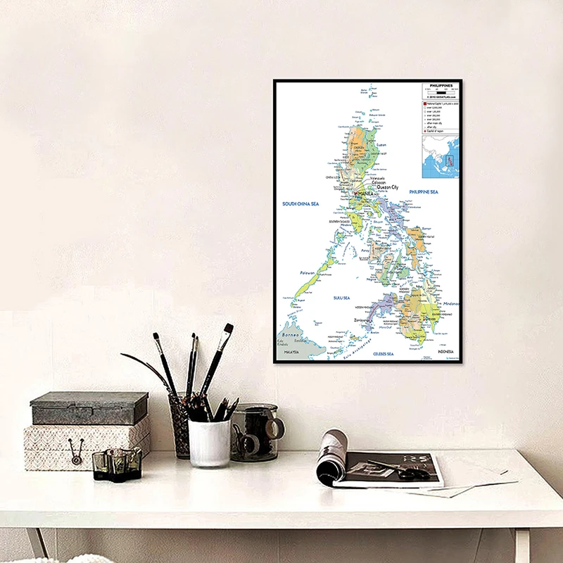42*59cm The Philippines Administrative Map Wall Decorative Canvas Painting Unframed Poster and Print Living Room Home Decoration