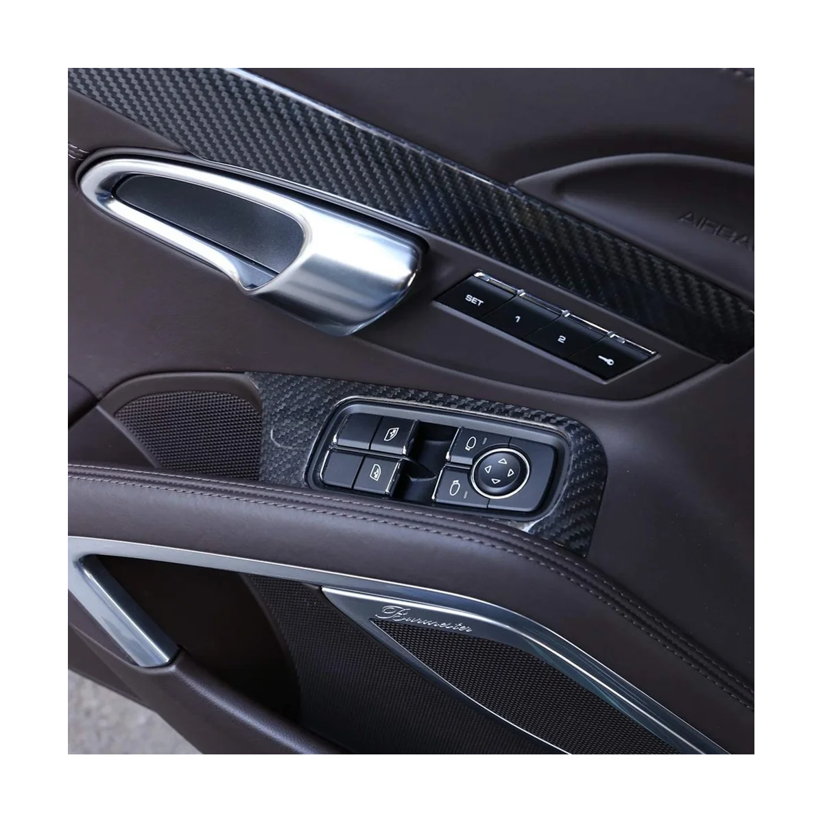 

Для Porsche 718 2016-2019 911 2016-2018 сухое углеродное волокно Кнопка стеклоподъемника автомобиля рамка отделка стикер аксессуары