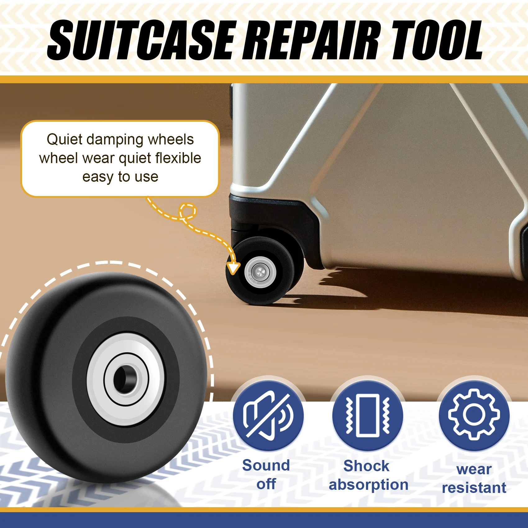 Tire Changing Tool Kit OD 50mm 4 Sets of Luggage Suitcase Replacement Wheels Axles Deluxe Repair Tool