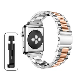 Stainless Steel Metal Strap for Apple Watch - Elegant and Durable Band Replacement (Silver - Rose Gold)