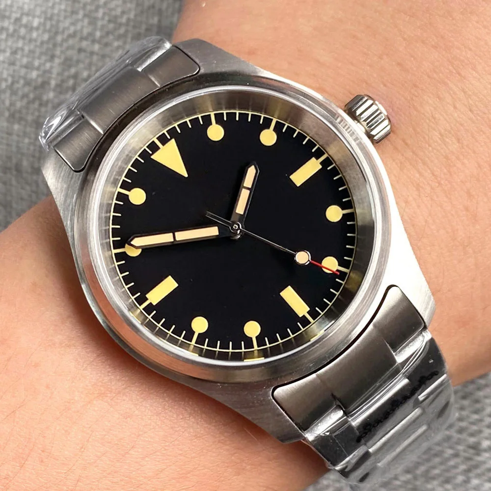 Tandorio Waterproof 200m Pilot Diver Mechanical Watch Male Japan NH35 PT5000 movt Vintage Yellow Numbers Brush Steel Bracelet invicta vintage pro diver автоматические дайверы 34334 200m мужские часы