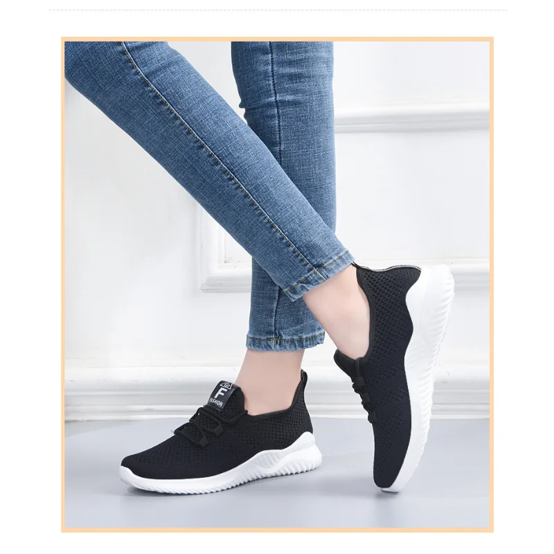 Women's casual sneakers Summer Comfortable Breathable Flat Fashion Women Walking Soft Versatile Lace-Up Running