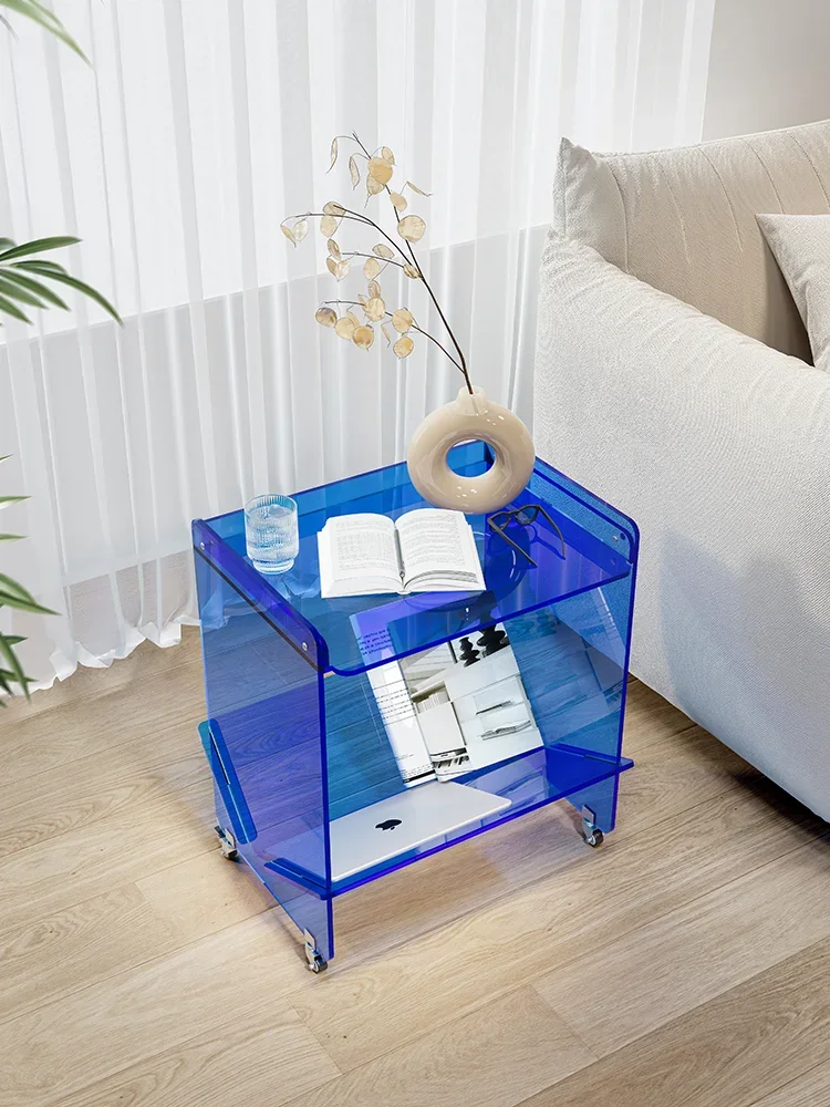 Прозрачный акриловый журнальный столик, Мобильная тележка, гостиная, диван, боковой шкаф, угловой столик, стеллаж для хранения, мебель для спальни
