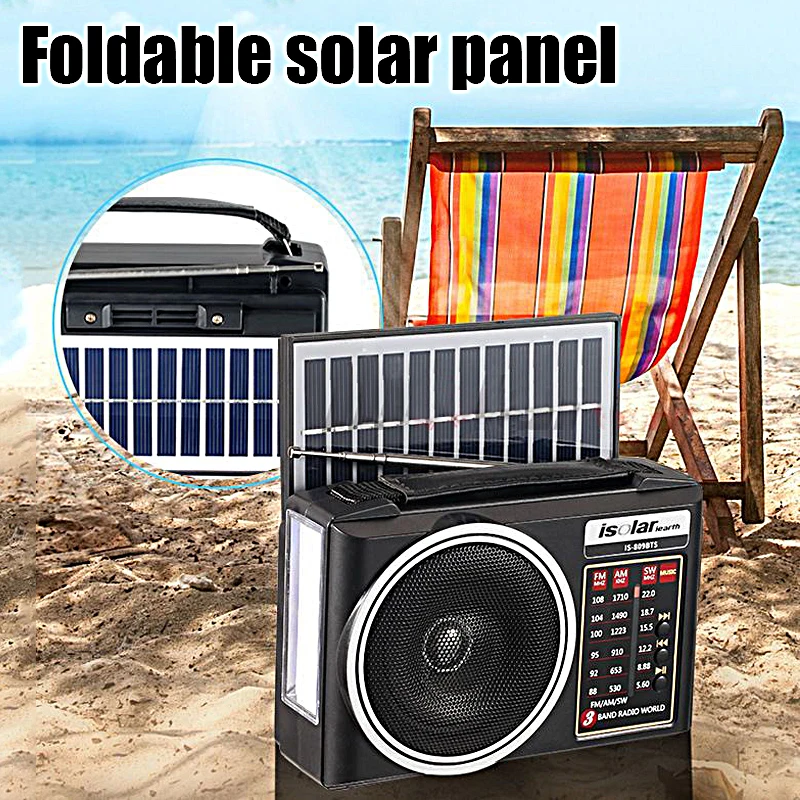 Portable Solar Radio with Bluetooth Speaker and Flashlight