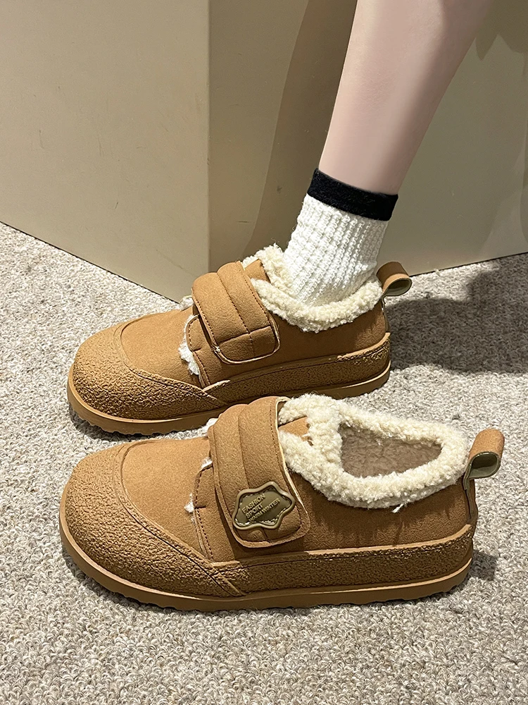 

Shoes Woman 2023 Shallow Mouth Loafers Fur Round Toe Casual Female Sneakers Clogs Platform New Winter Moccasin Creepers PU Leisu