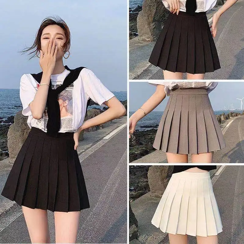 Women Mini Skirts Female Spring Summer Korean Pleated