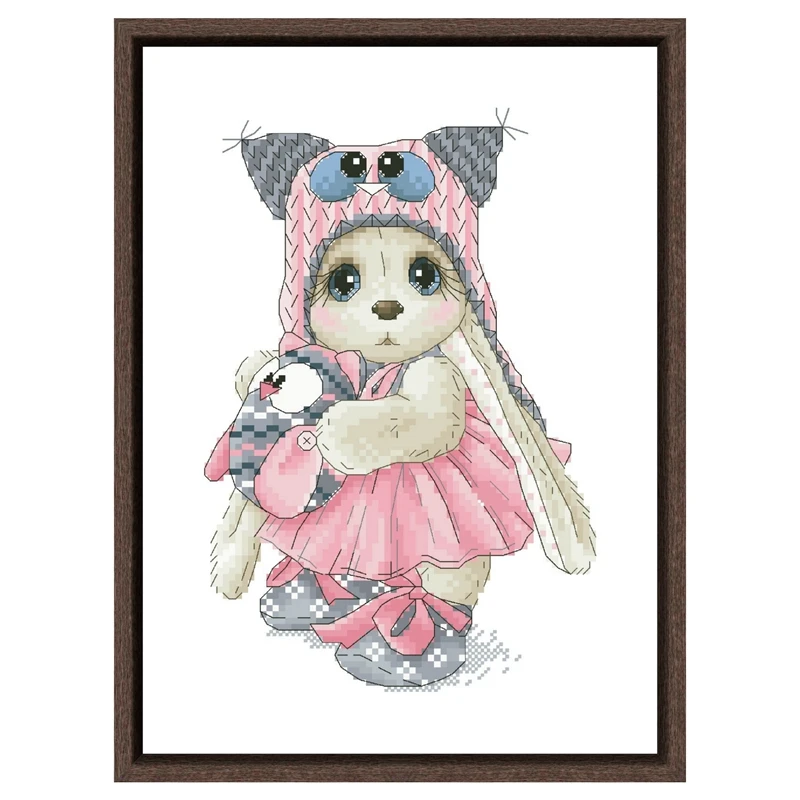 Cute girl unicorn hat cross stitch package cartoon animal 18ct 14ct 11ct cloth cotton silk embroidery DIY handmade needlework Cross Stitch Kit