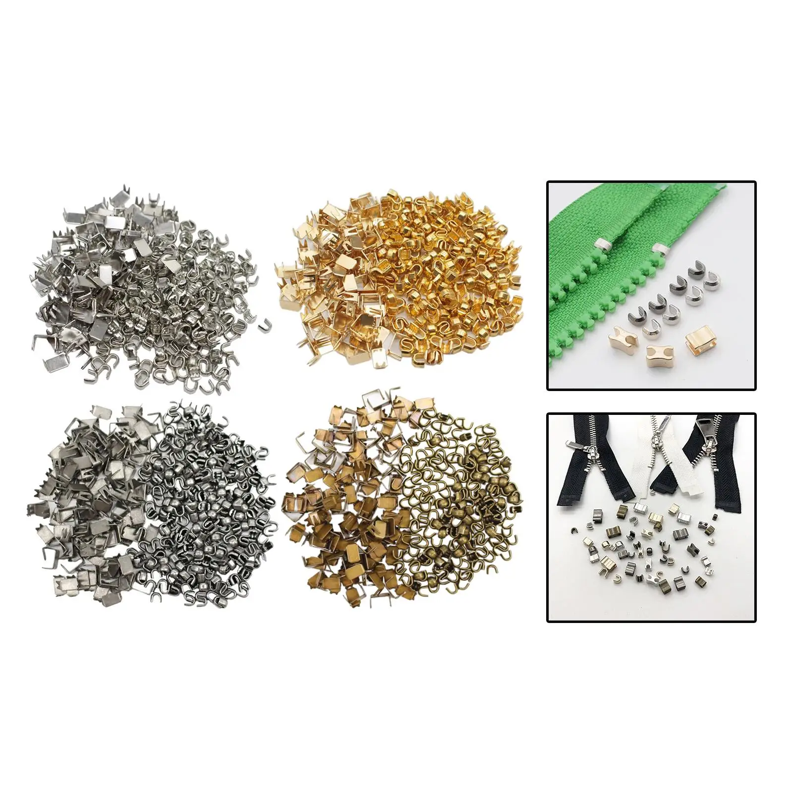 300Pcs Zipper Bottom Fixing Kit, U Shaped Replace Open End Tailor Tools Accessories Repair Metal Zipper Bottom Stop Ends