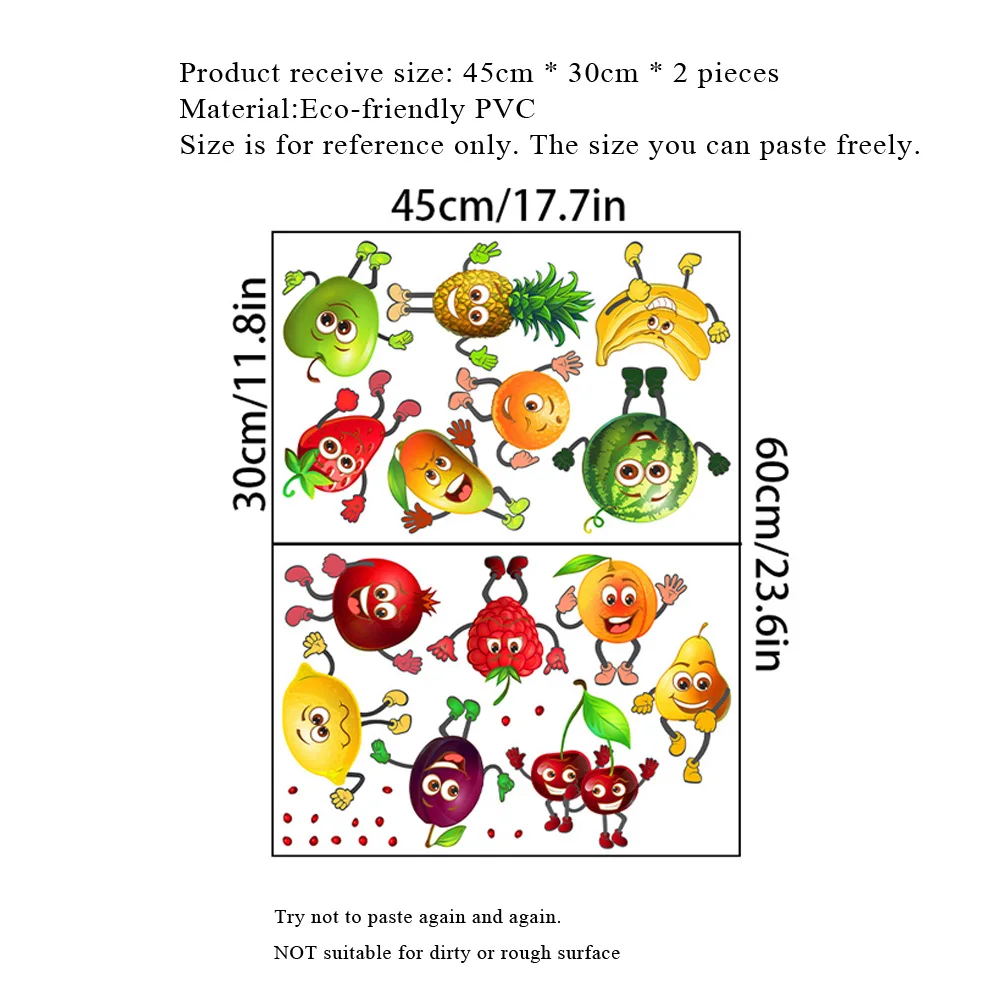 Cartoon Various Fruits Wall Stickers Kitchen Refrigerator Home Decor Mural Living Room Cupboard Decoration Wallpaper Cute Decals wall stickers,self adhesive stickers,self adhesive wallpaper,vinyl wallpaper,kitchen wall sticker,adhesive wallpaper