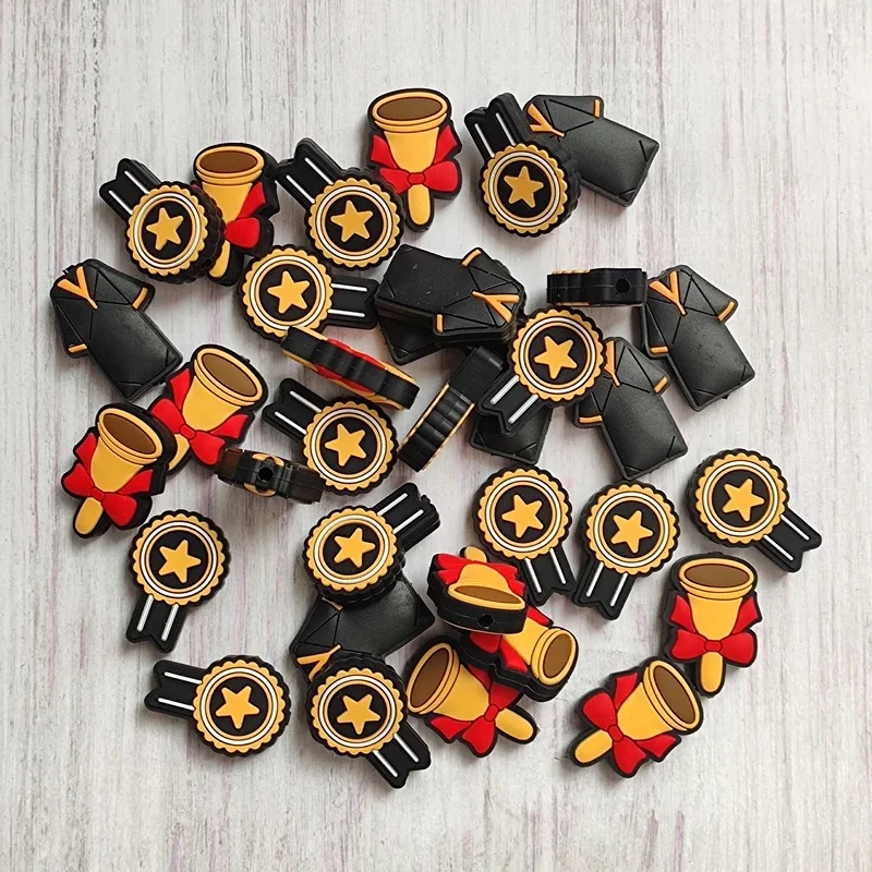 50pcs New Silicone Focal Beads BPA Free Graduation Season Baby Chew Toys DIY Pacifier Chain Clips Jewelry Making Accessories