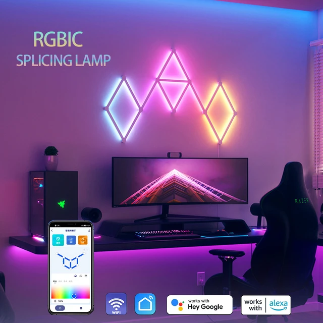 RGBIC WIFI Smart Wall Lamp LED Lights Bar APP Music Sync DIY Night ...