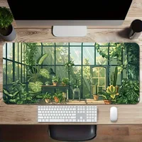 Greenhouse Garden Large extended gaming mousepad, non-slip rubber base precision edge, washable rectangular table mat, suitable 1
