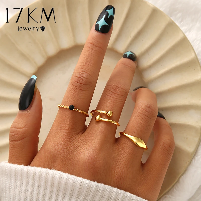 Ring Set Fashion Vintage Snake Women Female Geometry Punk Black Heart Butterfly