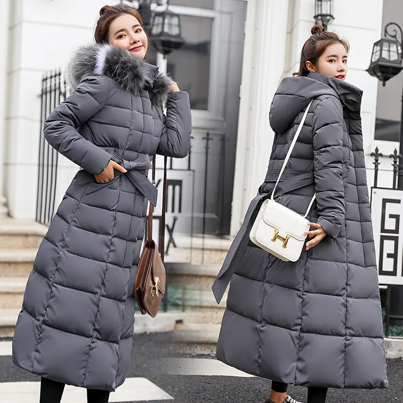 

New Women Long Jacket Winter Parkas Thick Hooded Cotton Padded Jackets Coats Female Skinny Puffer Parkas Outwear