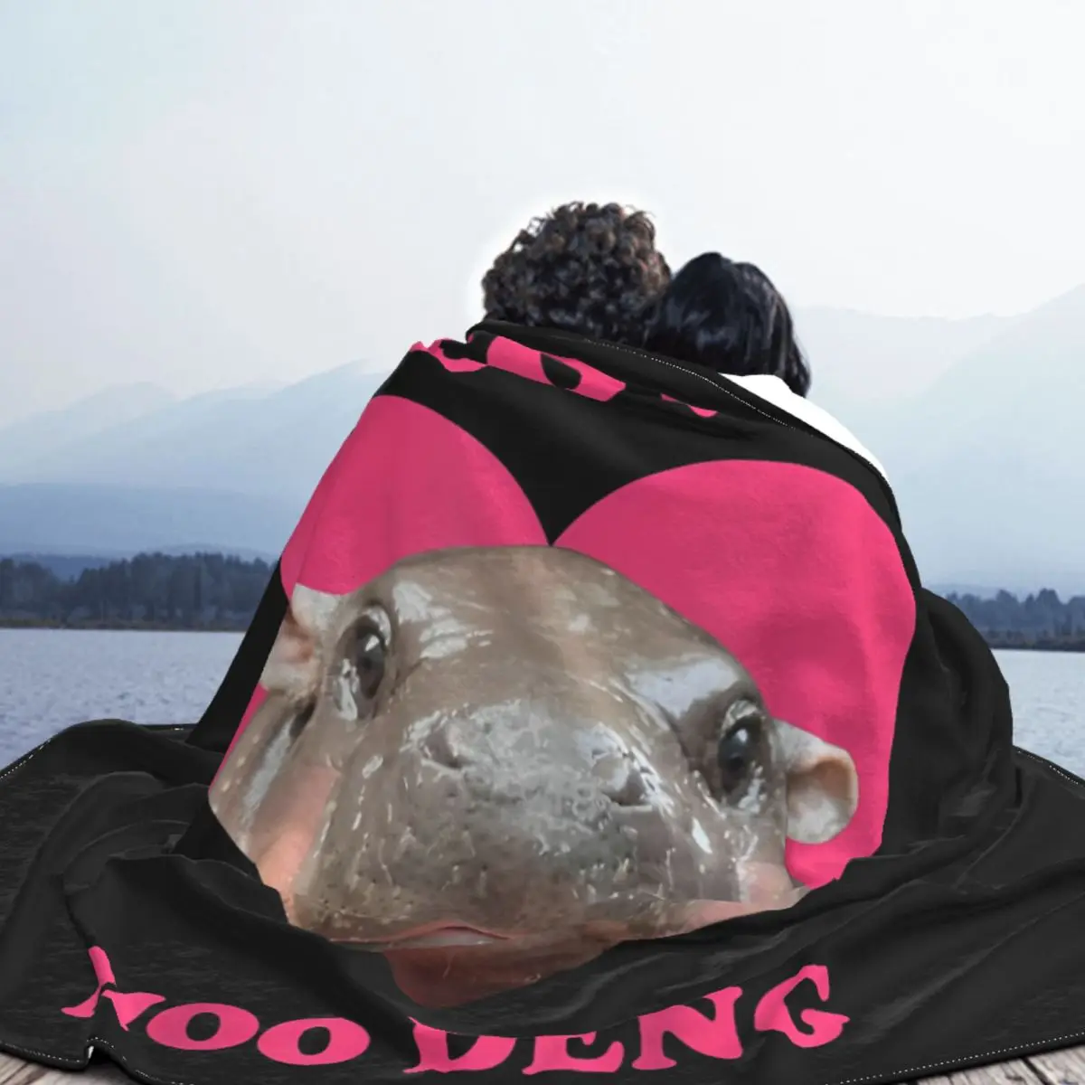 I Love Moo Deng Famous Baby Pigmy Hippo Blanket Wool Throw Blanket Bedding Couch Personalised Ultra-Soft Warm Bedspreads