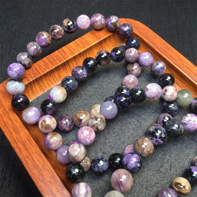 

Natural Charoite Bracelet Handmade Reiki Crystal Fortune Energy Bangle Mineral Woman Amulet Jewelry Gift 8mm