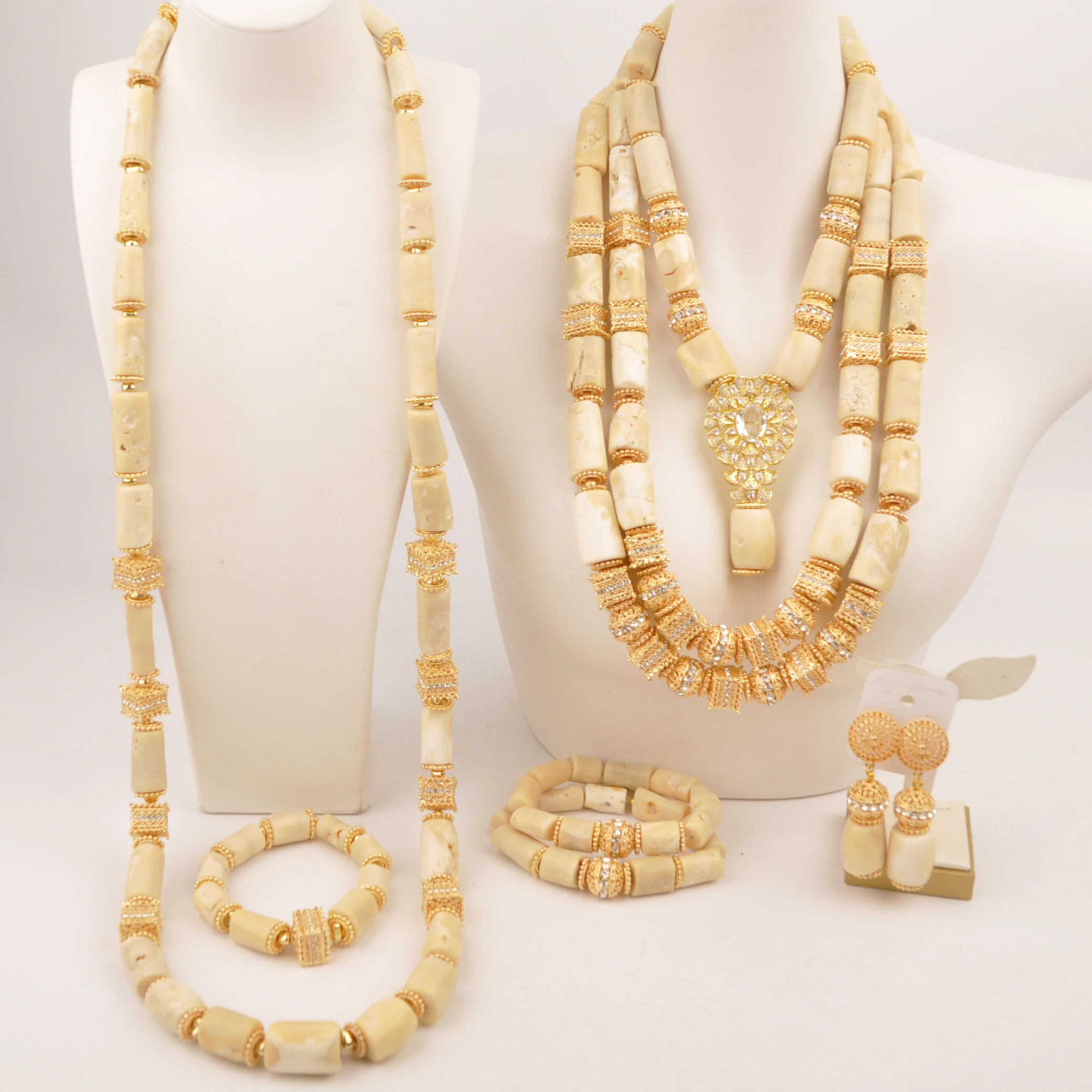 

Африканские свадебные бусины натуральный белый коралл набор ювелирных изделий для пары